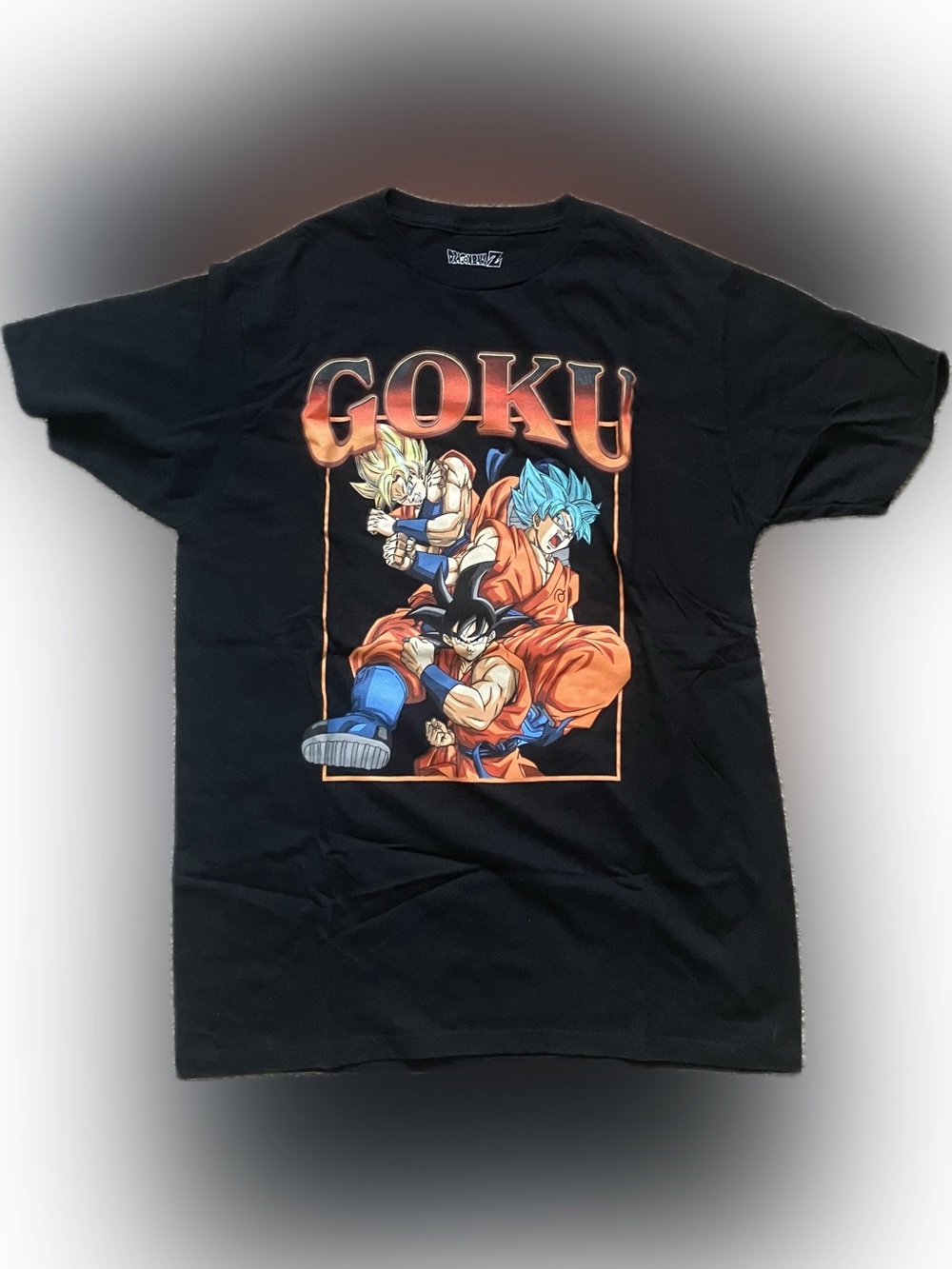 Ripple Junction Goku Graphic Tee - Black with Orange & Blue Artwork